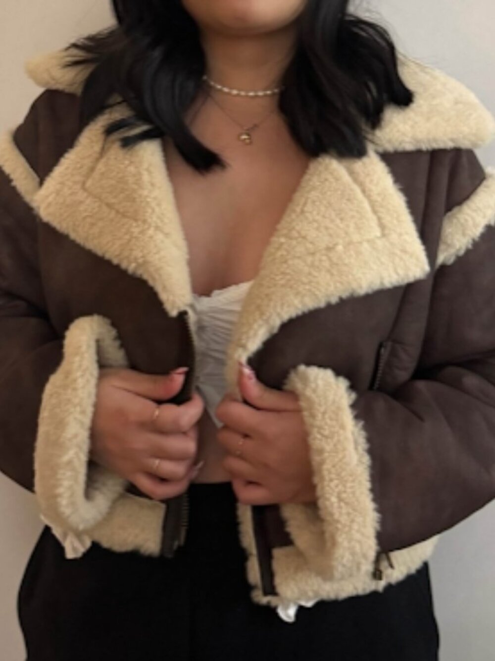 Urban Outfitters Fur Leather Jacket - Medium